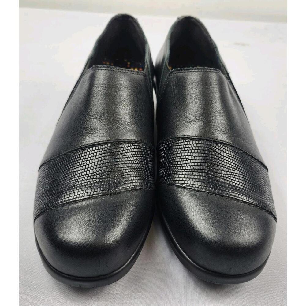 SAS Womens 8 W Black Leather Loafers Casual Flats Fashion Shoes